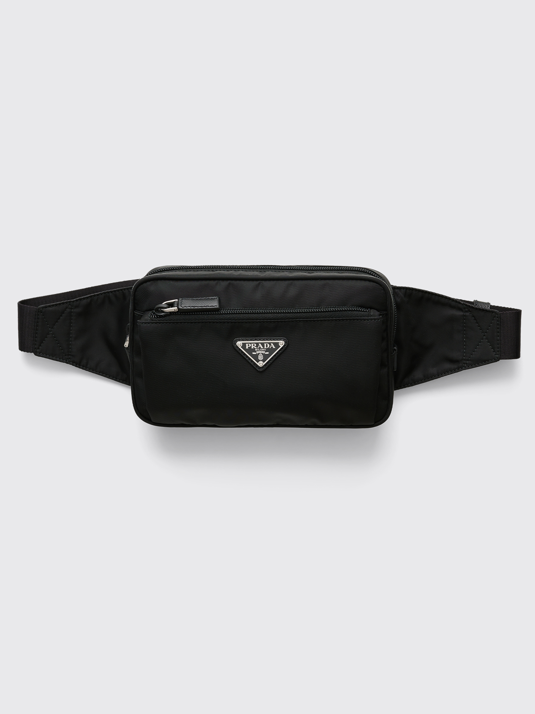 PRADA Saffiano Travel Belt Bag Black Platino 1292083