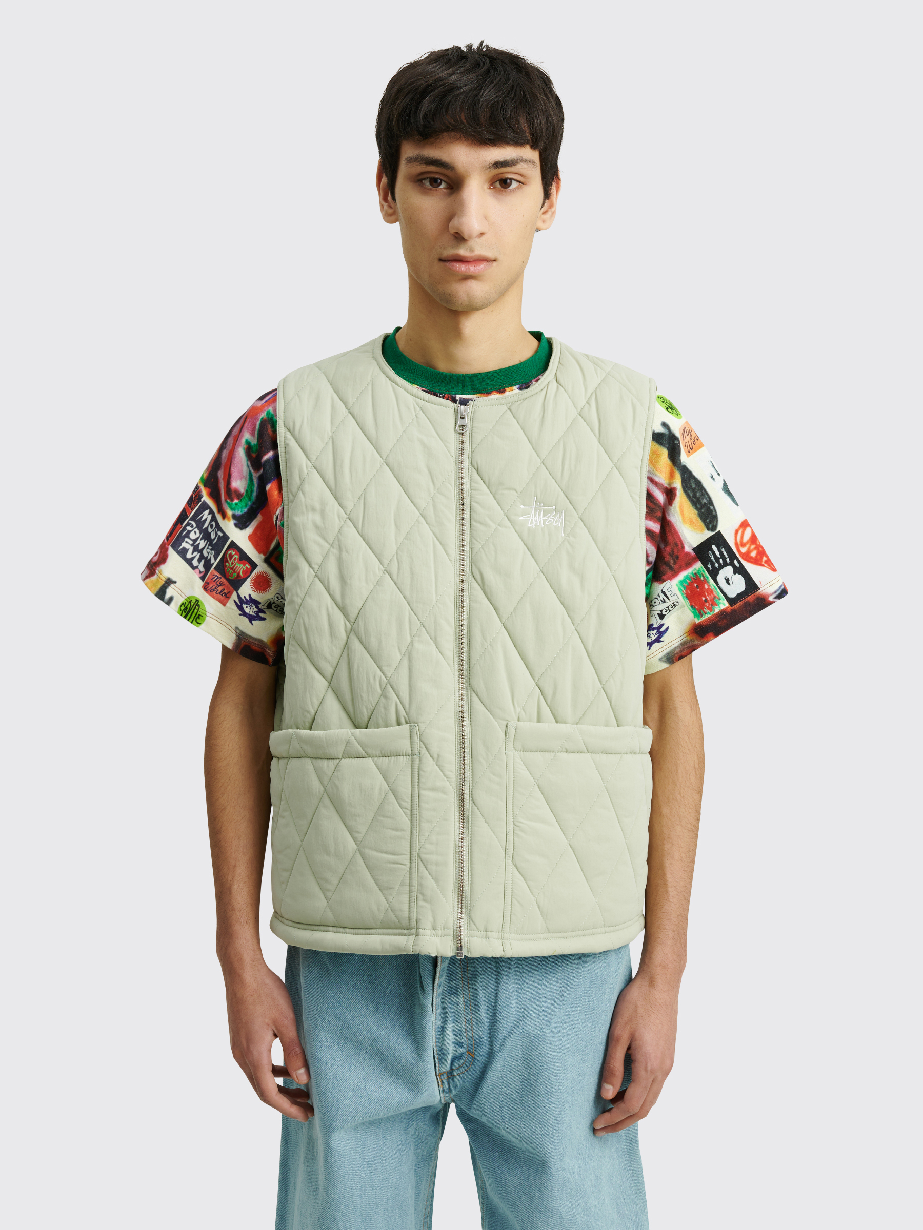 STUSSY DIAMOND QUILTED VEST 22ss-