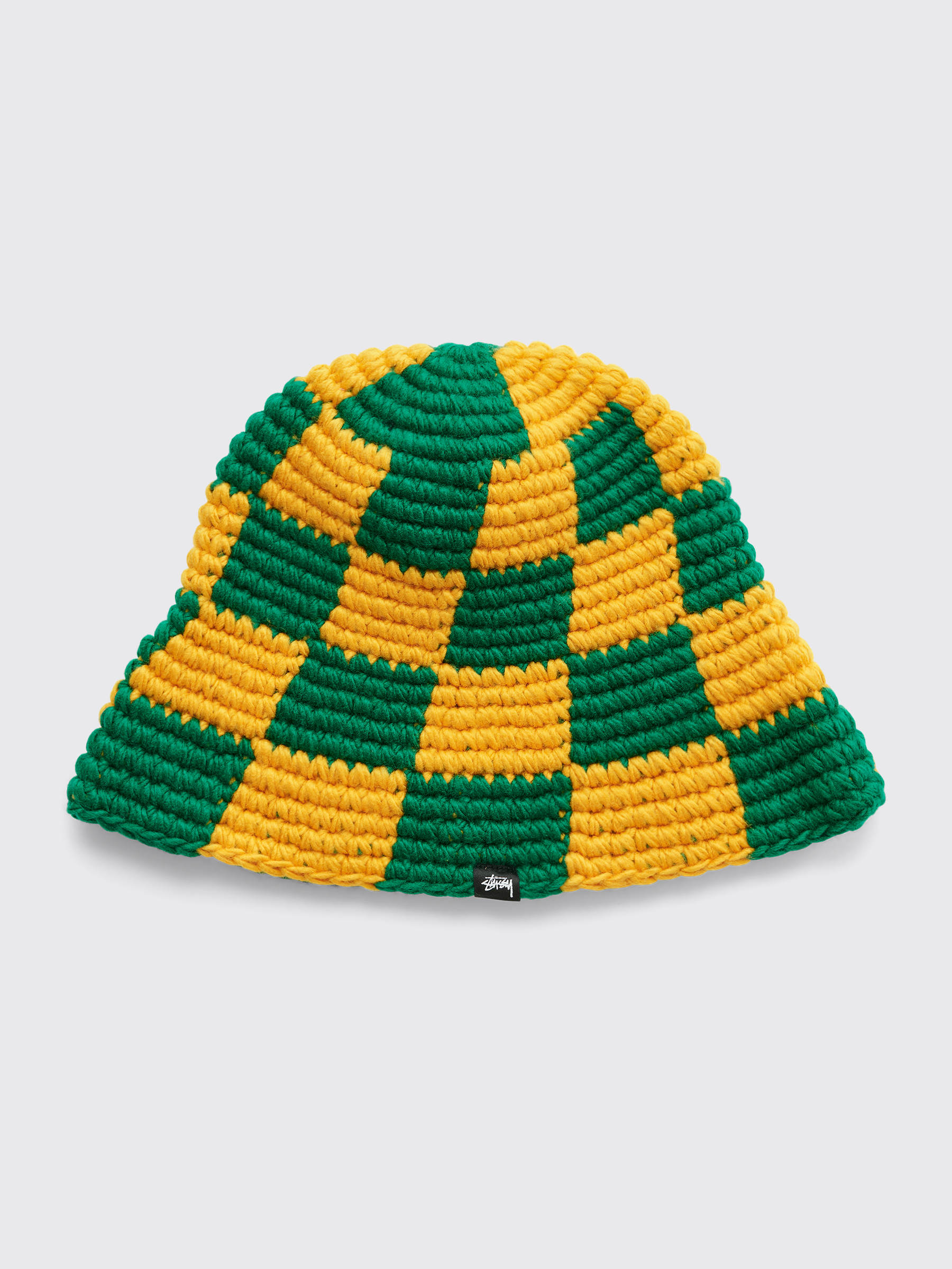 Stüssy Checker Knit Bucket Hat Evergreen