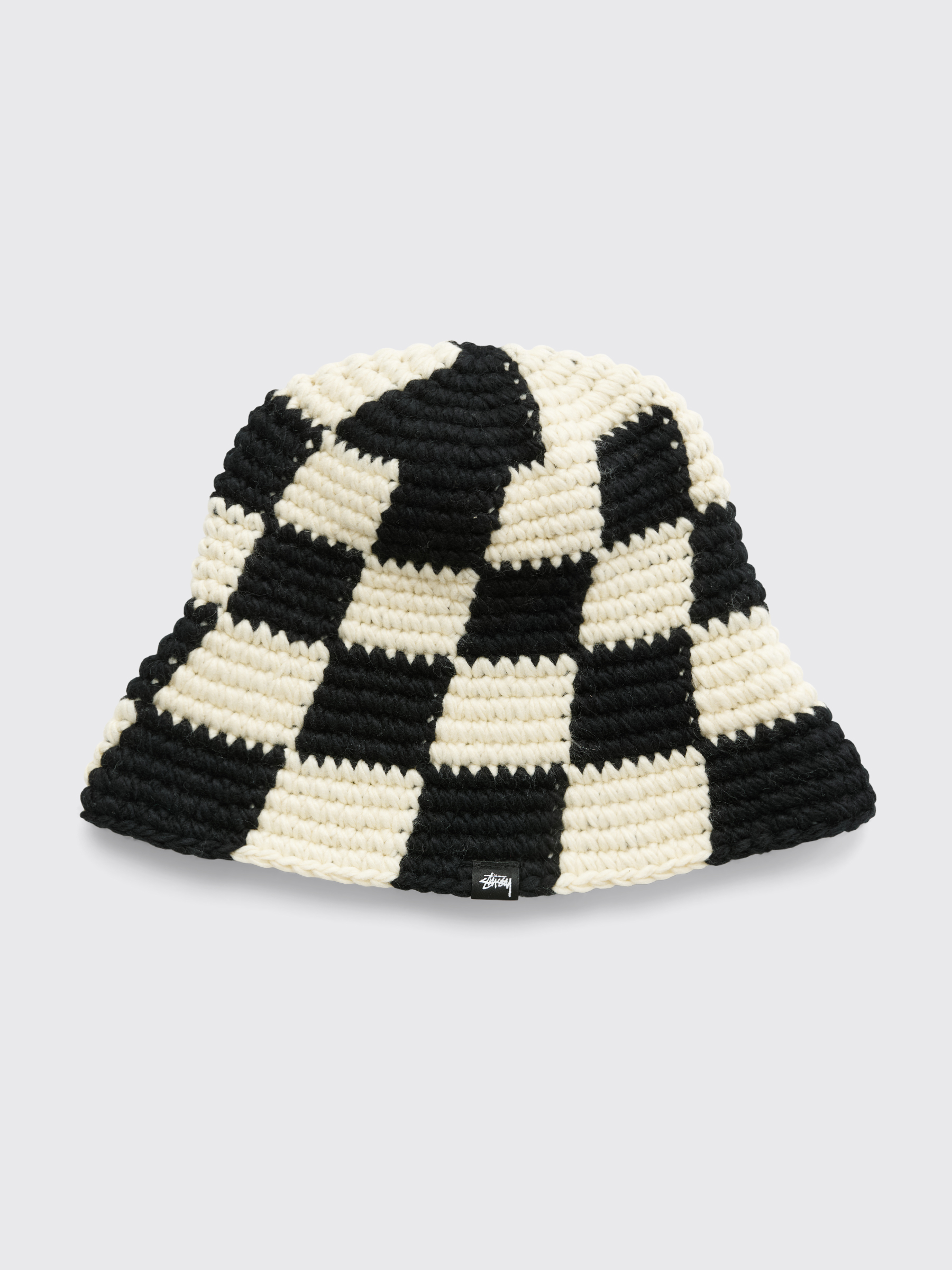 Stussy Bucket Hat Checker Knit Black-