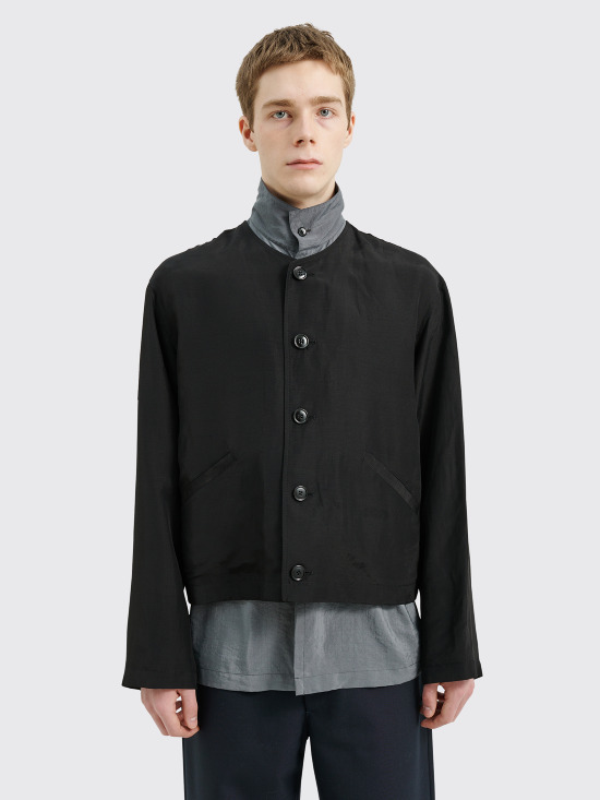 【人気】LEMAIRE シャツ ジャケット 比翼 黒 46 ブラック インポート シャツ 特別